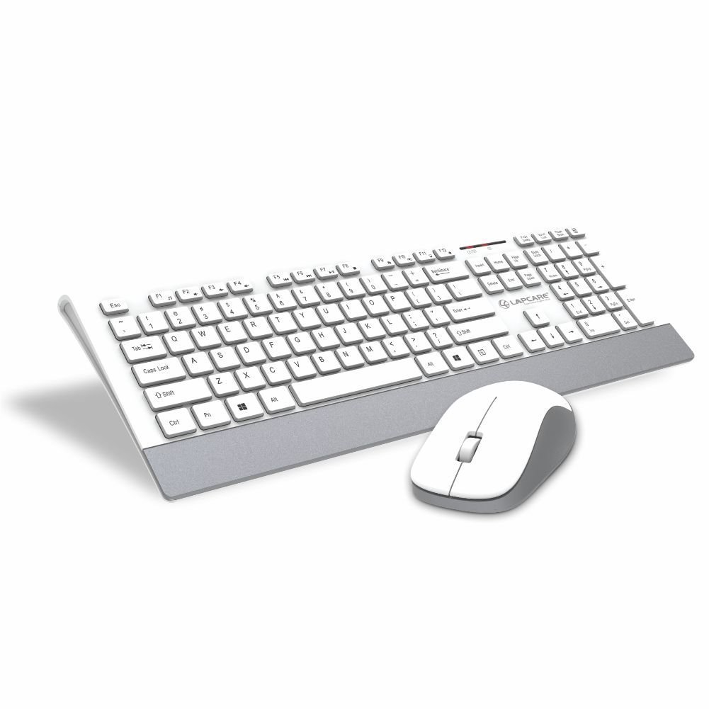 Lapcare Smartoo Wireless Membraned Keyboard and 1200 DPI Mouse Combo with Auto Sleep (White/Silver)